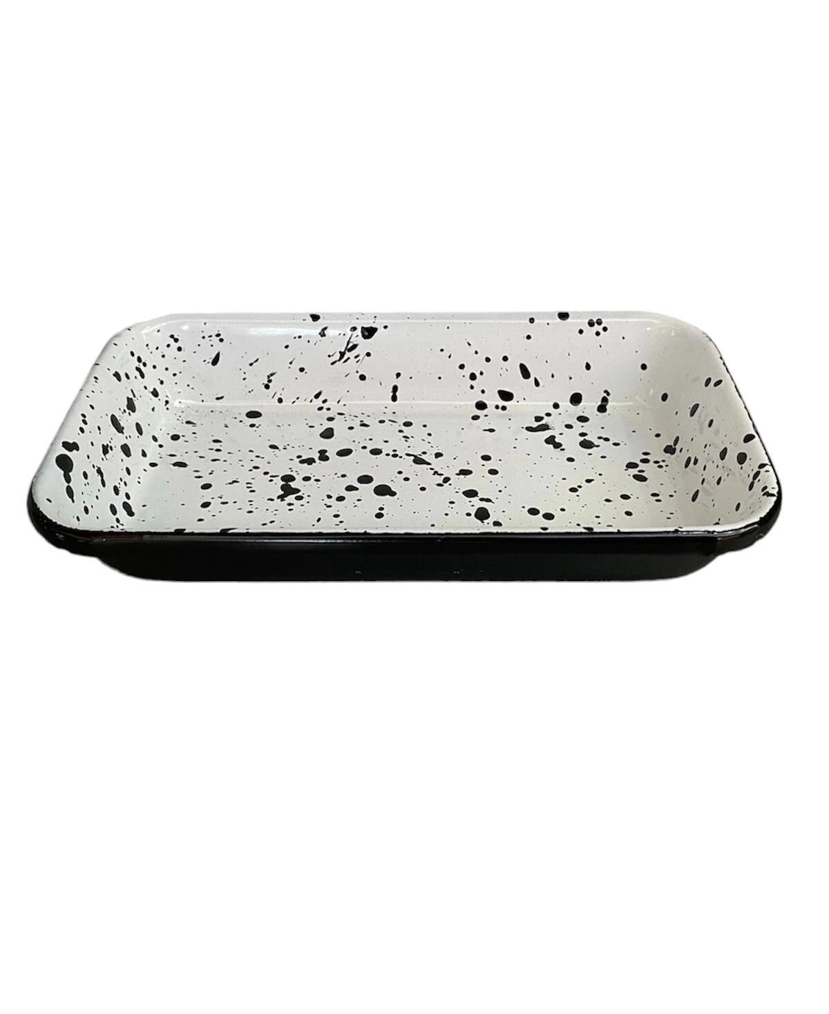 FUENTE RECTANGULAR 23 CM ALTA CRAFT BLANCA CON NEGRO ENLOZADO