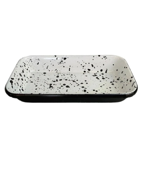 FUENTE RECTANGULAR 23 CM ALTA CRAFT BLANCA CON NEGRO ENLOZADO