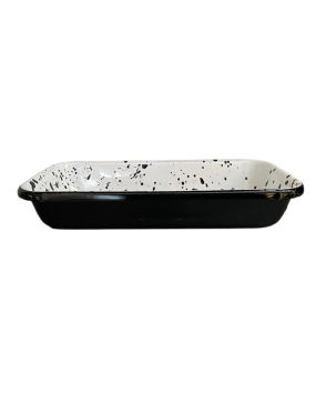 FUENTE RECTANGULAR 23 CM ALTA CRAFT BLANCA CON NEGRO ENLOZADO