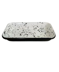 FUENTE RECTANGULAR 23 CM ALTA CRAFT BLANCA CON NEGRO ENLOZADO