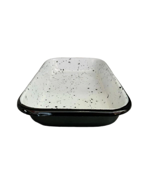 FUENTE RECTANGULAR 27 CM ALTA CRAFT BLANCA CON NEGRO ENLOZADO