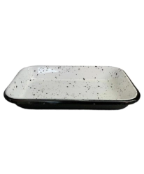 FUENTE RECTANGULAR 27 CM ALTA CRAFT BLANCA CON NEGRO ENLOZADO