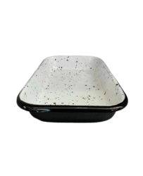 FUENTE RECTANGULAR 27 CM ALTA CRAFT BLANCA CON NEGRO ENLOZADO