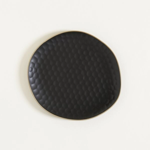 PLATO PLAYO 27 CM BLACK PANAL NEGRO CON BORDE MARRON SATINADO