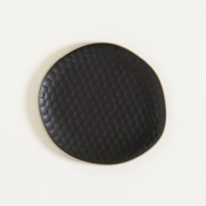 PLATO PLAYO 27 CM BLACK PANAL NEGRO CON BORDE MARRON SATINADO