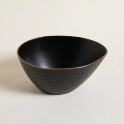 ENSALADERA 25 X 12 CM PANAL NEGRO CON BORDE MARRON SATINADO