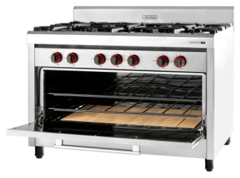 COCINA 6 HORNALLAS 123 CM 700 INDUSTRIAL REJAS FUNDICION GAS NATURAL SOL REAL