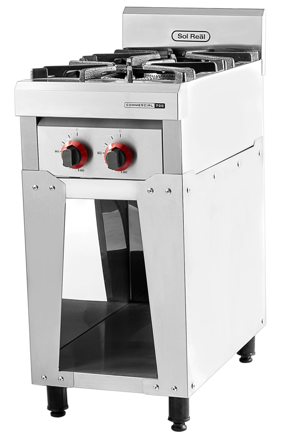 ANAFE 2 HORNALLAS 41 CM 700 ACERO REJAS FUNDICION GAS NATURAL SOL REAL