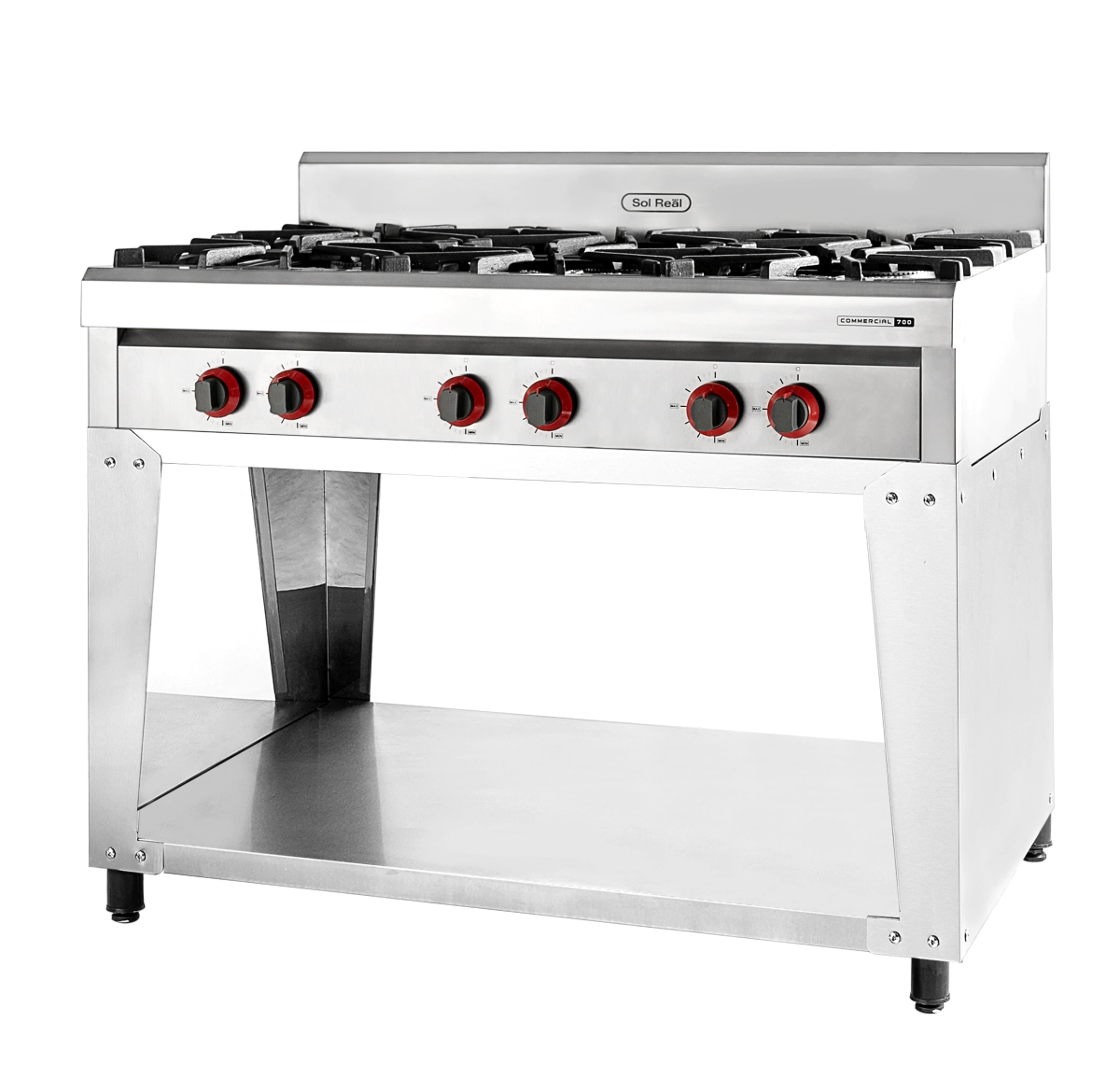 ANAFE 6 HORNALLAS 123 CM 700 INDUSTRIAL REJAS FUNDICION GAS NATURAL SOL REAL