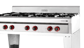 ANAFE 6 HORNALLAS 123 CM 700 INDUSTRIAL REJAS FUNDICION GAS NATURAL SOL REAL