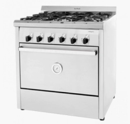 COCINA 5 HORNALLAS 86 CM PROFESIONAL MULTIGAS PUERTA ACERO REJAS FUNDICION SOL R