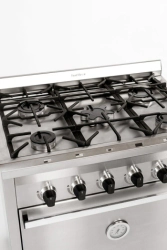 COCINA 5 HORNALLAS 86 CM PROFESIONAL MULTIGAS PUERTA ACERO REJAS FUNDICION SOL R