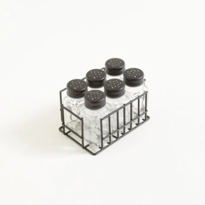 ESPECIERO POR 6 CON RACK DE METAL NEGRO 15,5 x 11 x 10 CM