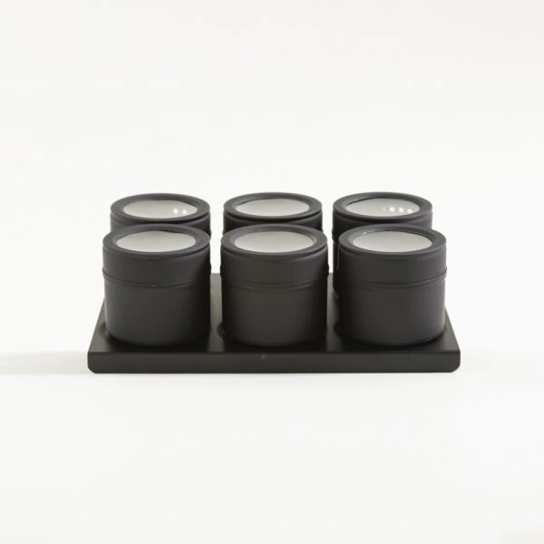 ESPECIERO POR 6 CON RACK DE METAL NEGRO IMANTADOS