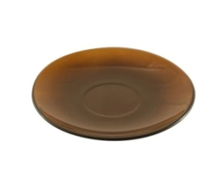 PLATO DE TE ANTILLAS DE VIDRIO  AMBAR LISO RIGOLLEAU