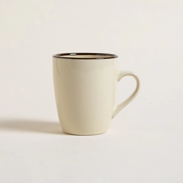 JARRO MUG 355 ML DURBAN BEIGE CON BORDE MARRON CERAMICA