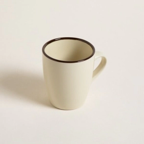JARRO MUG 355 ML DURBAN BEIGE CON BORDE MARRON CERAMICA