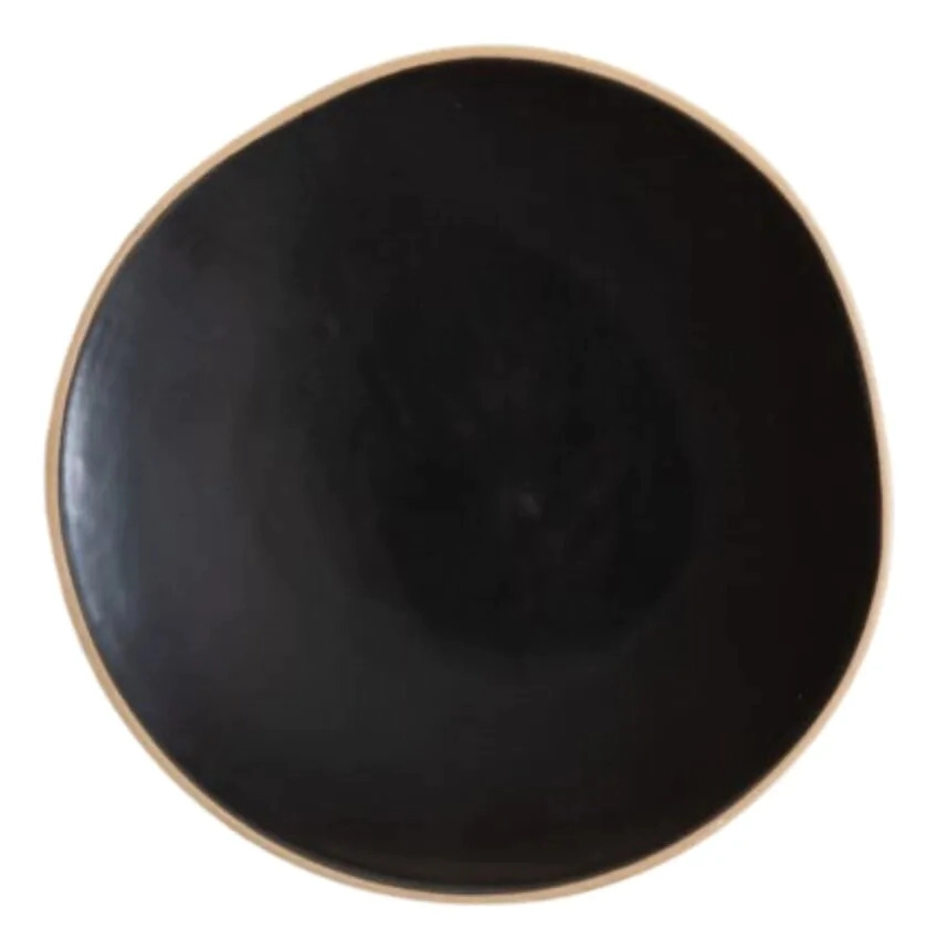 PLATO POSTRE 20 CM MONASTIR NEGRO CON BORDE NATURAL