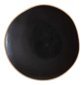 PLATO POSTRE 20 CM MONASTIR NEGRO CON BORDE NATURAL