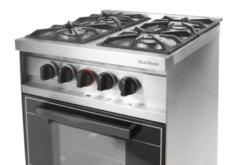 COCINA 4 HORNALLAS MINI PUERTA VIDRIO NEGRA REJAS FUNDICION GAS NATURAL SOL REAL