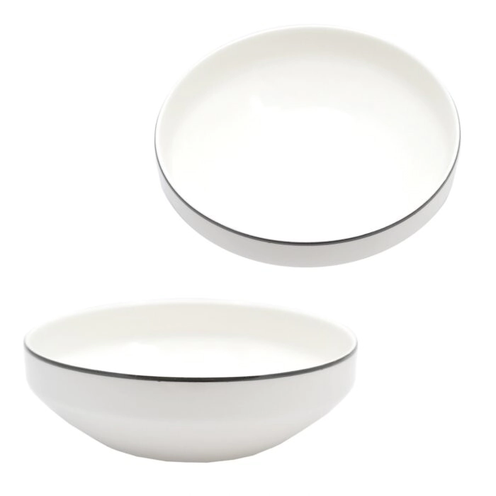 BOWL 13 CM BLANCO CON BORDE NEGRO PORCELANA SAKURA