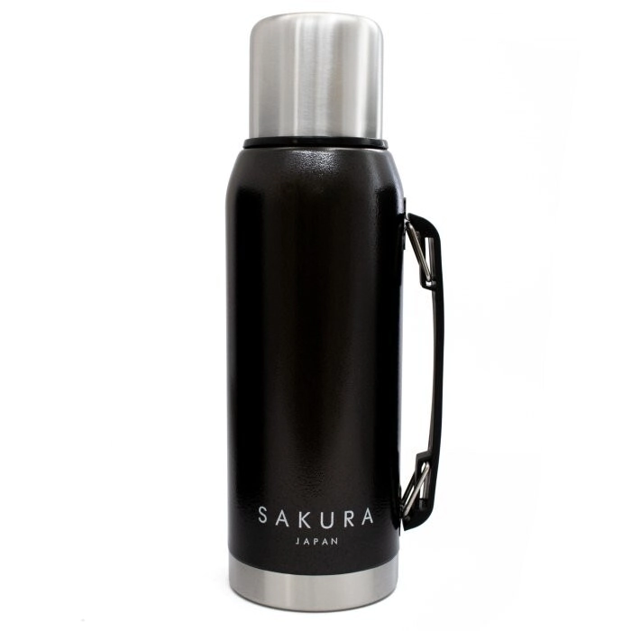TERMO CLASICO DE ACERO INOXIDABLE NEGRO SAKURA
