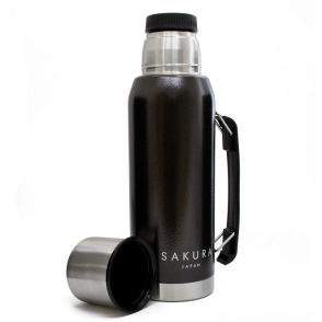 TERMO CLASICO DE ACERO INOXIDABLE NEGRO SAKURA