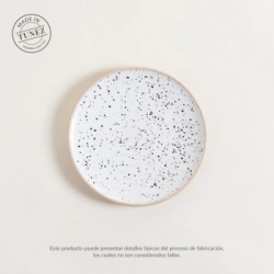 PLATO POSTRE 20 CM KORBA BLANCO GRANITO CON BASE NATURAL