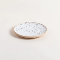 PLATO POSTRE 20 CM KORBA BLANCO GRANITO CON BASE NATURAL