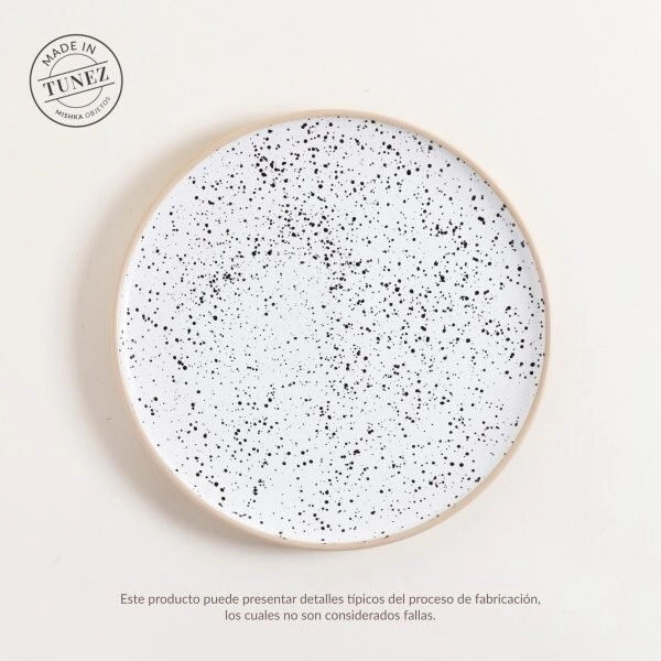 PLATO PLAYO 27 CM KORBA BLANCO GRANITO CON BASE NATURAL