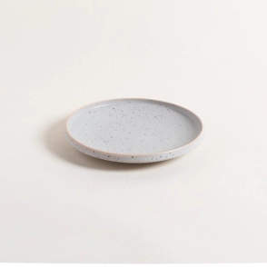 PLATO POSTRE 20 CM TOZEUR DOTS GRIS GRANITO CON BORDE NATURAL