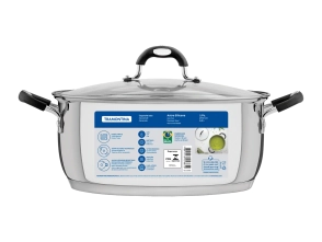 CACEROLA N&ordm; 30 SOLAR GOURMET CON ASAS DE SILICONA ACERO TRIPLE FONDO TRAMONTINA