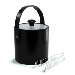 HIELERA 1,5 LTS TERMICA NEGRA CON TAPA MANIJA Y PINZA