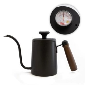 PAVA BARISTA ACERO CON TERMOMETRO NEGRA