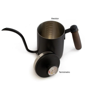 PAVA BARISTA ACERO CON TERMOMETRO NEGRA