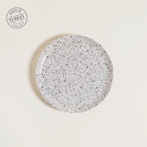PLATO POSTRE 20 CM BITLIS GRANITO BLANCO CON NEGRO CERAMICA