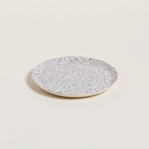 PLATO POSTRE 20 CM BITLIS GRANITO BLANCO CON NEGRO CERAMICA