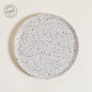 PLATO PLAYO 28 CM BITLIS GRANITO BLANCO CON NEGRO CERAMICA