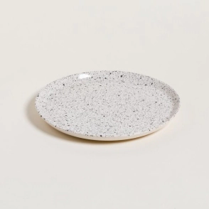 PLATO PLAYO 28 CM BITLIS GRANITO BLANCO CON NEGRO CERAMICA