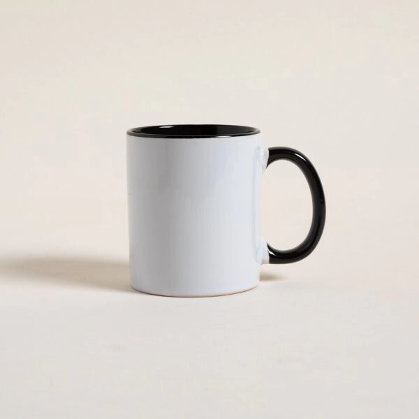 JARRO MUG 550 ML BLANCO CON INTERIOR NEGRO CERAMICA