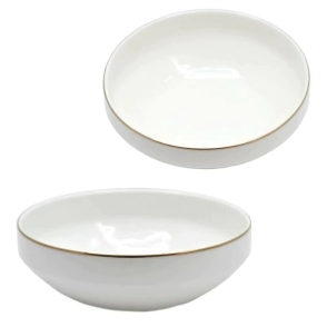 BOWL 13 CM BLANCO CON BORDE DORADO PORCELANA SAKURA