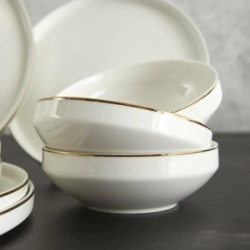 BOWL 13 CM BLANCO CON BORDE DORADO PORCELANA SAKURA