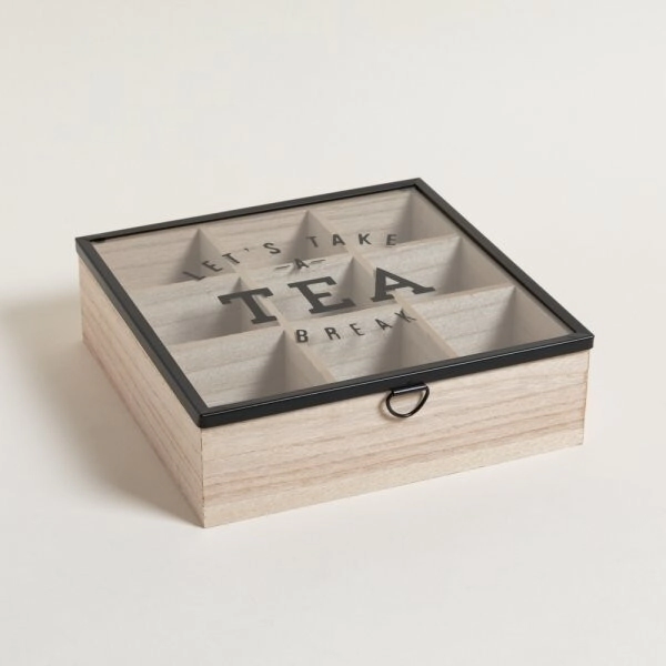 CAJA DE TE 9 DIVISIONES ANGELINA 24 X 24 CM