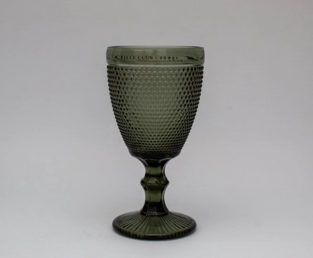 COPA DE VINO VINTAGE DIAMANTE 300 ML VIDRIO GRIS HUMO