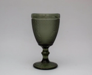 COPA DE VINO VINTAGE DIAMANTE 300 ML VIDRIO GRIS HUMO