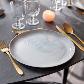 PLATO PLAYO 25 CM DIWALI MARBRE MARMOLADO GRIS VIDRIO TEMPLADO LUMINARC