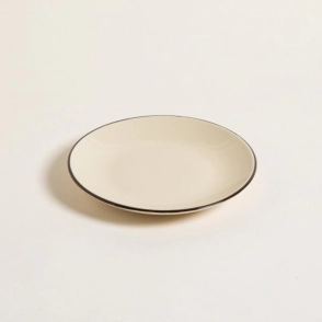 PLATO POSTRE 20 CM DURBAN BEIGE CON BORDE MARRON CERAMICA