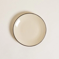 PLATO POSTRE 20 CM DURBAN BEIGE CON BORDE MARRON CERAMICA
