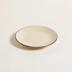 PLATO POSTRE 20 CM DURBAN BEIGE CON BORDE MARRON CERAMICA
