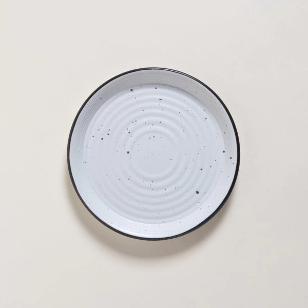 PLATO POSTRE 20 CM GRANITO CON BORDE GRIS